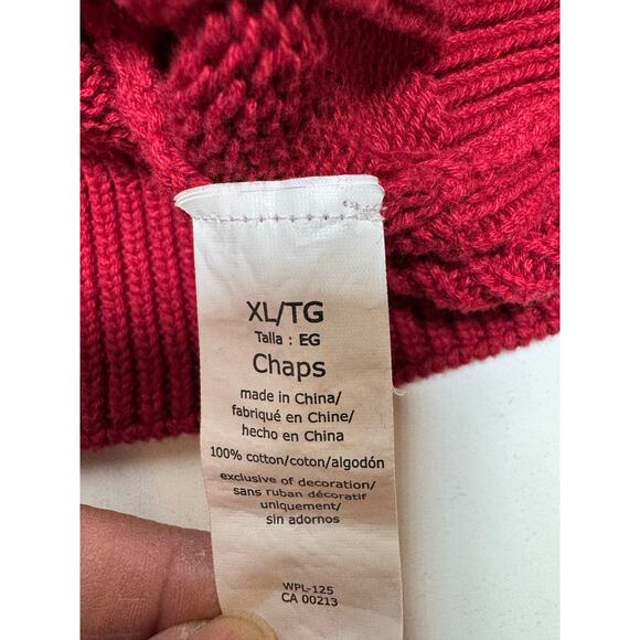 Men’s Cable Knit 1/4 Zip Red Mock Neck Long Sleeve Sweater Grandpa Core Sz XL - Picture 3 of 8